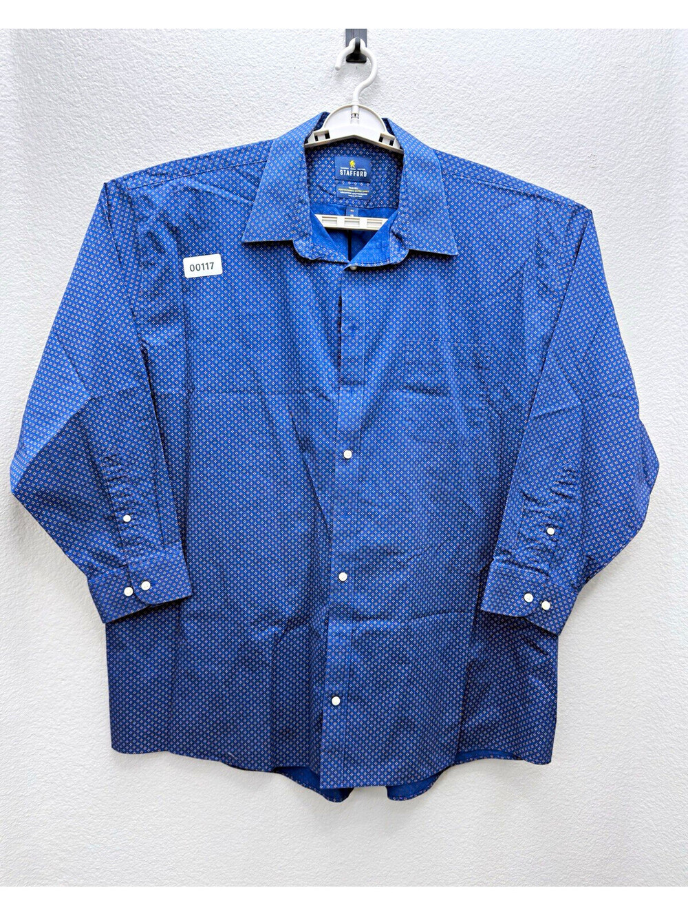 Stafford Performance Super Shirt Big Fit Blue/Gold Geo 19 34/35